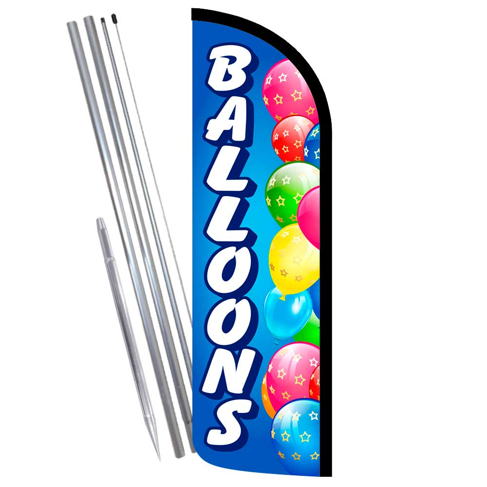Balloons Premium Windless Feather Flag Bundle (Complete Kit) OR Optional Replace