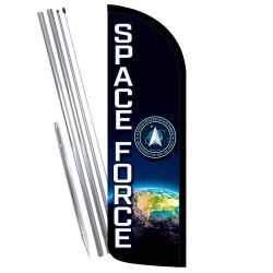 United States Space Force Premium Windless Feather Flag Bundle (Complete Kit) OR Optional Replacement Flag Only
