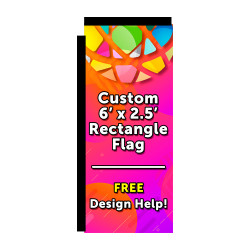 Custom Rectangle Flag 6 x 2.5 Feet