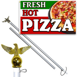 Fresh Hot Pizza Premium 3x5 foot Flag OR Optional Flag with Mounting Kit