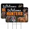 Welcome Hunters 2 Pack Double-Sided Yard Signs 16" x 24" with Metal Stakes (Made in Texas)