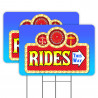Rides This Way (Arrow) 2 Pack Double-Sided Yard Signs 16" x 24" with Metal Stakes (Made in Texas)