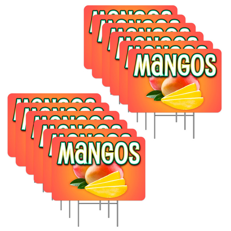 Mangos 12 Pack Yard Signs - Each Sign is 24" x 16" Single-Sided and Comes with Metal Stake Made in The USA
