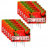 Strawberries 12 Pack Yard Signs - Each Sign is 24" x 16" Single-Sided and Comes with Metal Stake Made in The USA