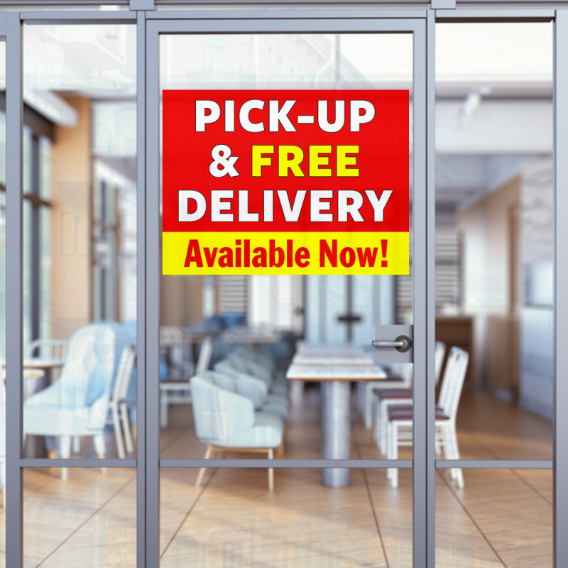 Pick-Up & Free Delivery (32" x 24") Perforated Removable Window Decal