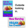 2 Pack Vegan Ice Cream Perforated Window Decal 9" x 15" Each (Removable)