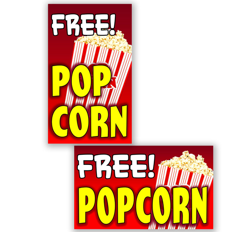 2 Pack Free Popcorn Perforated Window Decal 9" x 15" Each (Removable)