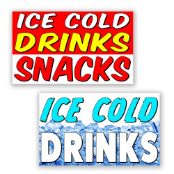 2 Pack ICE Cold Drinks & Ice Cold Drinks & Snacks Perforated Window Decal 9" x 15" Each (Removable)
