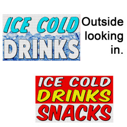 2 Pack ICE Cold Drinks & Ice Cold Drinks & Snacks Perforated Window Decal 9" x 15" Each (Removable)