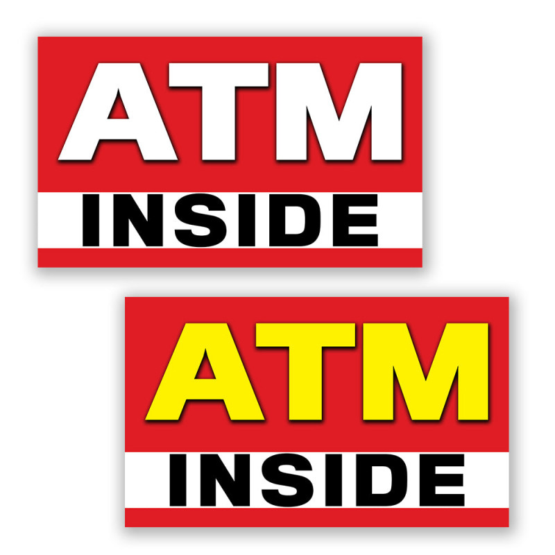 2 Pack ATM Inside Perforated Window Decal 9" x 15" Each (Removable)