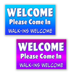 2 Pack Welcome Please Come in Walk-ins Welcome Perforated Window Decal 9" x 15" Each (Removable)