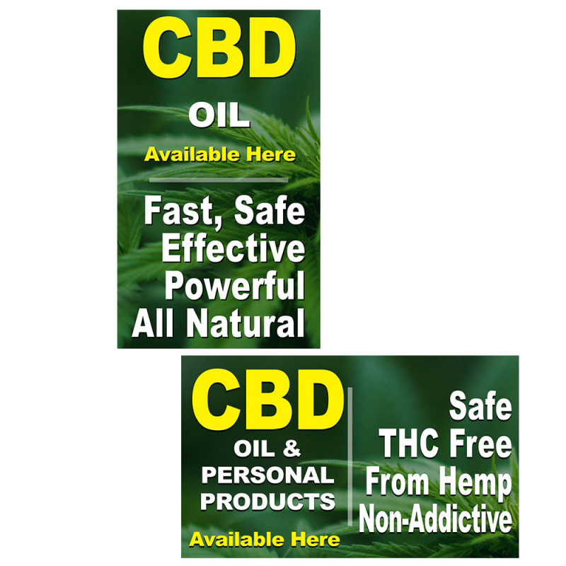 2 Pack CBD OIL Perforated Window Decal 9" x 15" each (Removable)