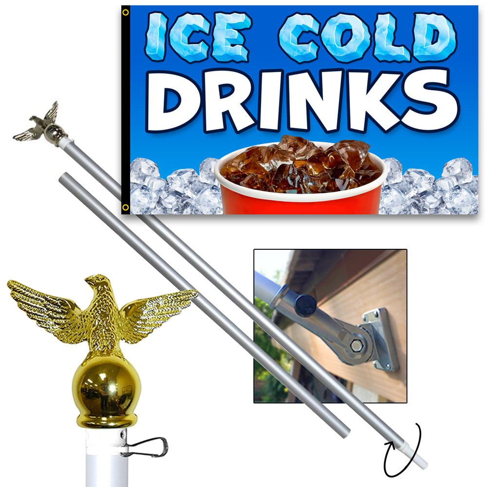 Ice Cold Drinks Premium 3×5 foot Flag OR Optional Flag with Mounting Kit