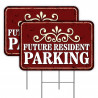 FUTURE RESIDENT PARKING 2 Pack Double-Sided Yard Signs 16" x 24" with Metal Stakes (Made in Texas)