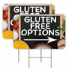 GLUTEN FREE OPTIONS 2 Pack Double-Sided Yard Signs 16" x 24" with Metal Stakes (Made in Texas)