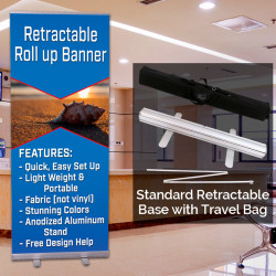 33.5" Retractable Banner Base with Custom Printed Banner