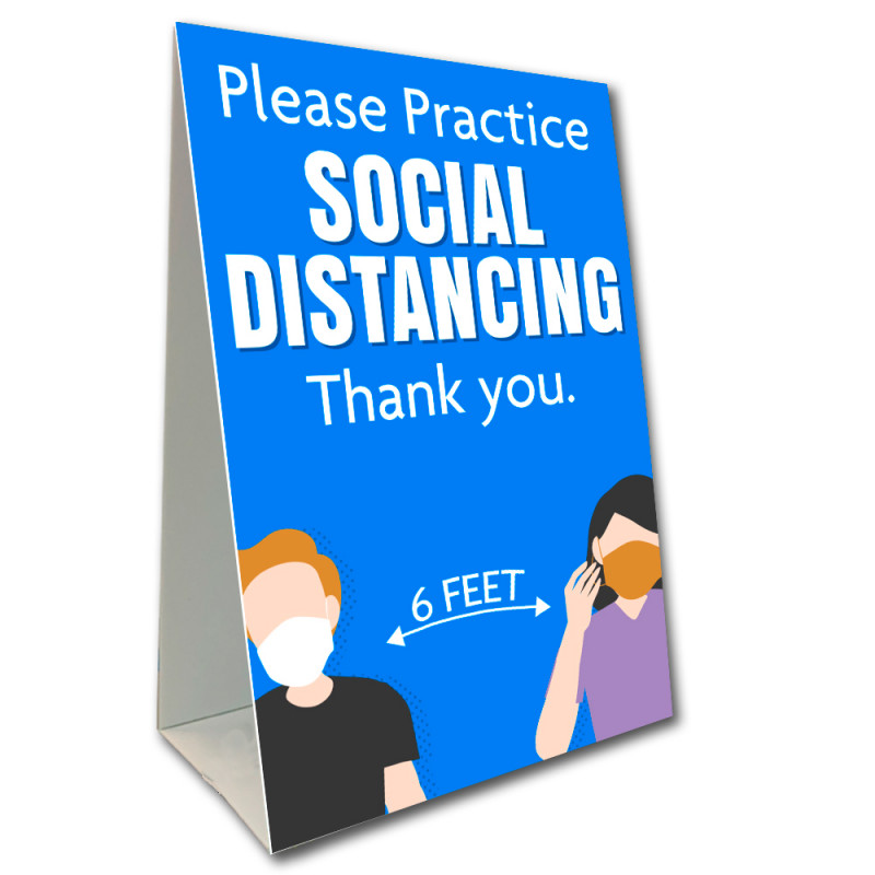 Please Practice Social Distancing Economy A-Frame Sign