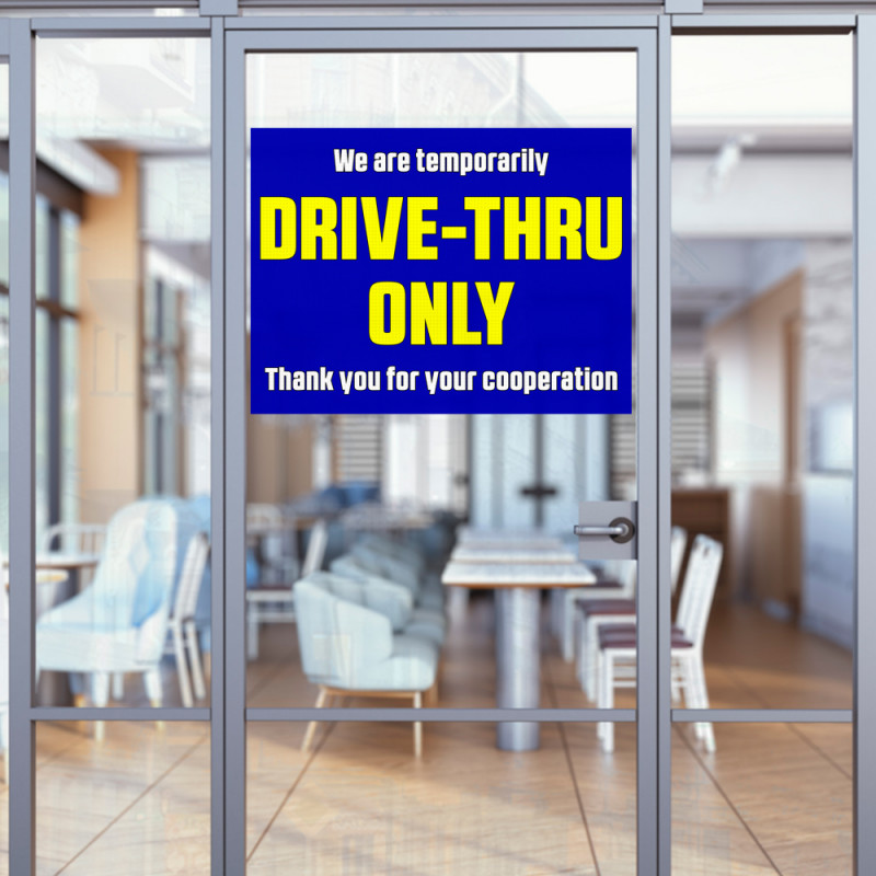 Drive-Thru Only (32" x 24") Perforated Removable Window Decal