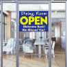 Dining Room Open (32" x 24") Perforated Removable Window Decal (Made in The USA)