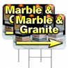 MARBLE & GRANITE 2 Pack Double-Sided Yard Signs 16" x 24" with Metal Stakes (Made in Texas)