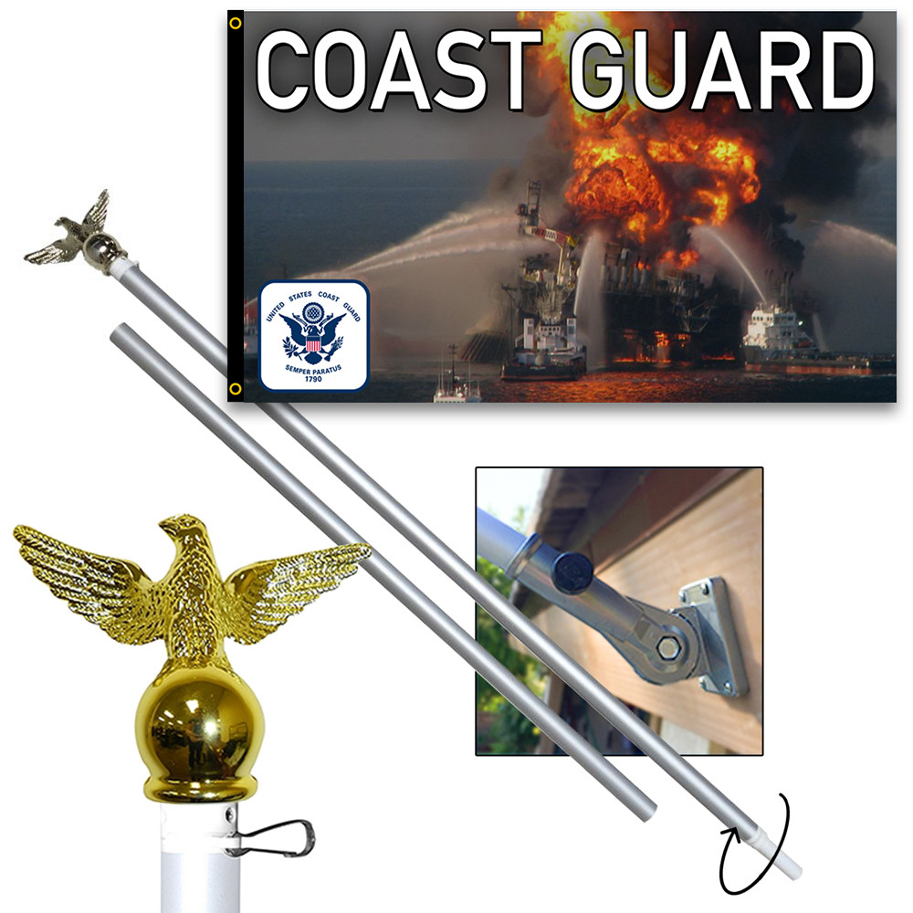 United States Coast Guard Premium 3×5 foot Flag OR Optional Flag with Mounting K