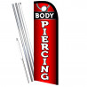 Body Piercing Premium Windless Feather Flag Bundle (Complete Kit) OR Optional Replacement Flag Only