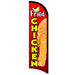 Fried Chicken Premium Windless Feather Flag Bundle (Complete Kit) OR Optional Replacement Flag Only