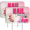 Nail Services 2 Pack Double-Sided Yard Signs 16" x 24" with Metal Stakes (Made in Texas)