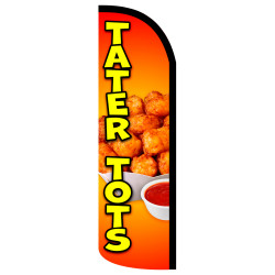 Tater Tots Premium Windless Feather Flag Bundle (Complete Kit) OR Optional Replacement Flag Only