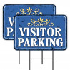 VISITOR PARKING 2 Pack Double-Sided Yard Signs 16" x 24" with Metal Stakes (Made in Texas)