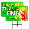 Vasos De Fruta 2 Pack Double-Sided Yard Signs 16" x 24" with Metal Stakes (Made in Texas)