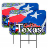 God Bless Texas 2 Pack Double-Sided Yard Signs 16" x 24" with Metal Stakes (Made in Texas)