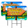 SUMMER CAMP 2 Pack Double-Sided Yard Signs 16" x 24" with Metal Stakes (Made in Texas)
