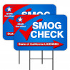SMOG CHECK 2 Pack Double-Sided Yard Signs 16" x 24" with Metal Stakes (Made in Texas)