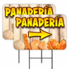 PANADERIA 2 Pack Double-Sided Yard Signs 16" x 24" with Metal Stakes (Made in Texas)