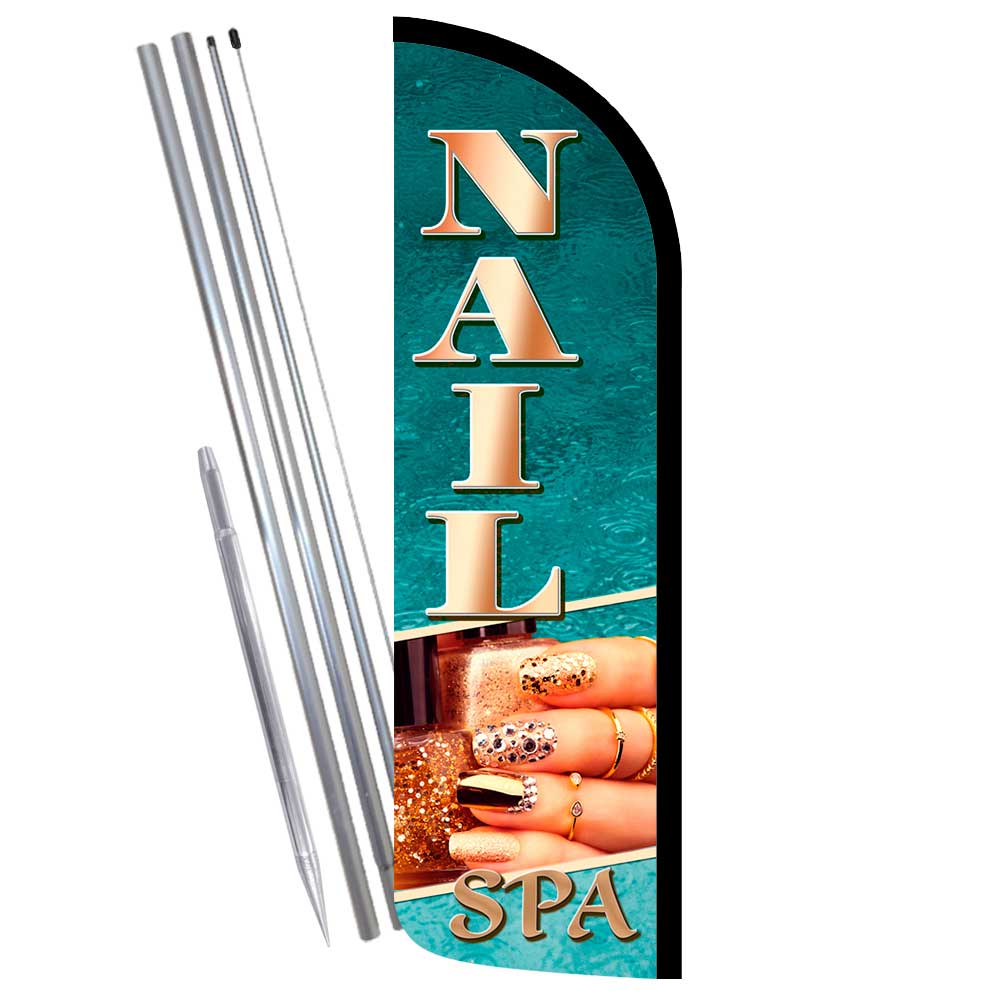 Nail Spa Premium Windless Feather Flag Bundle (Complete Kit) OR Optional Replace