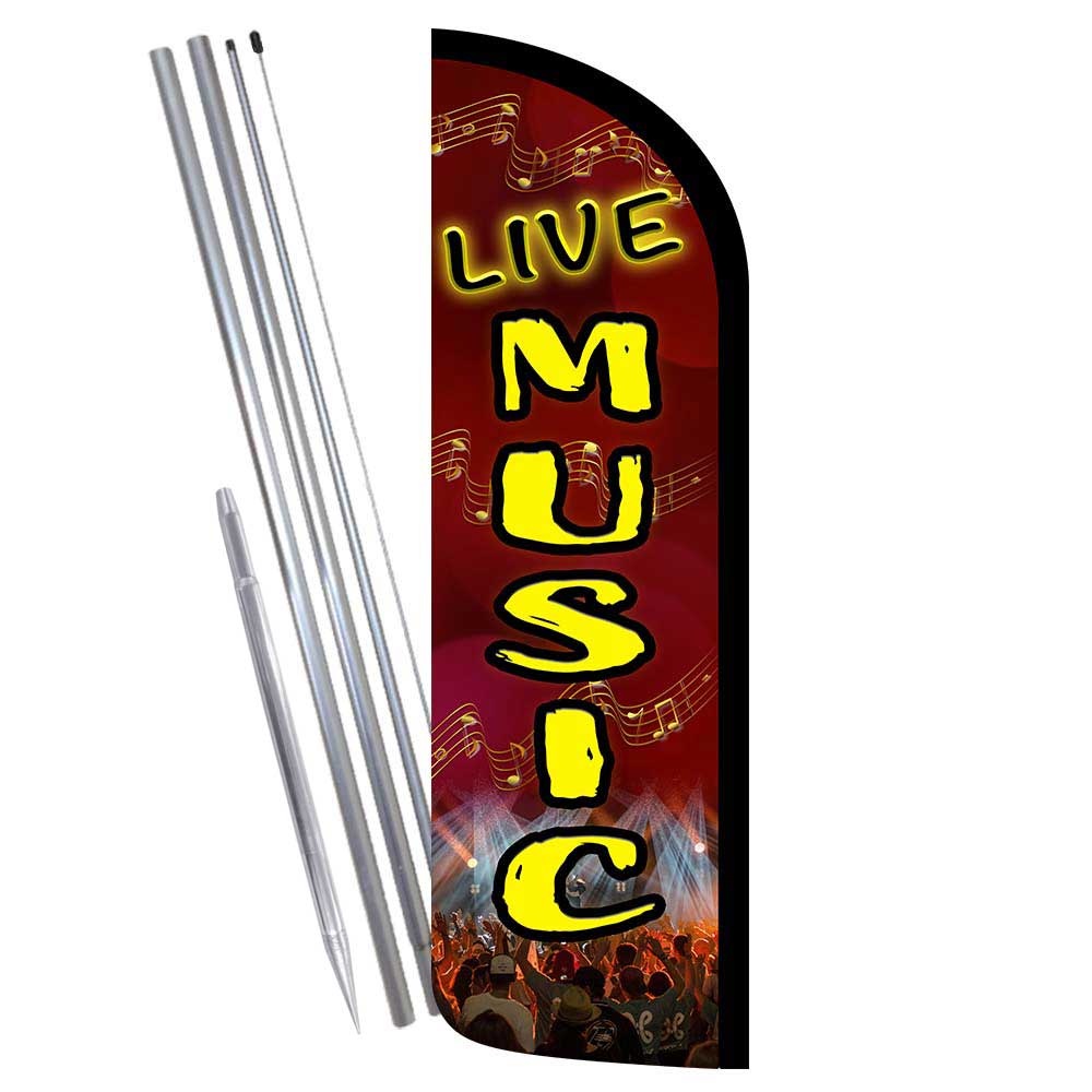 Live Music (Show) Premium Windless Feather Flag Bundle (Complete Kit) OR Optiona