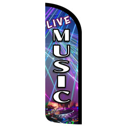 Live Music (DJ) Premium Windless Feather Flag Bundle (Complete Kit) OR Optional Replacement Flag Only