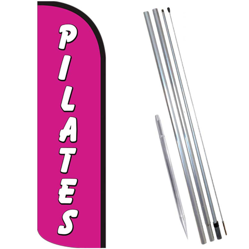 PILATES Windless Feather Flag Bundle (Complete Kit) OR Optional Replacement Flag Only
