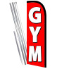 GYM (Red/White) Windless Feather Flag Bundle (Complete Kit) OR Optional Replacement Flag Only