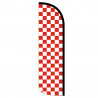 Checkered RED/WHITE Premium Windless Feather Flag Bundle (Complete Kit) OR Optional Replacement Flag Only