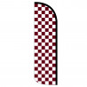 Checkered MAROON/WHITE Premium Windless Feather Flag Bundle (Complete Kit) OR Optional Replacement Flag Only