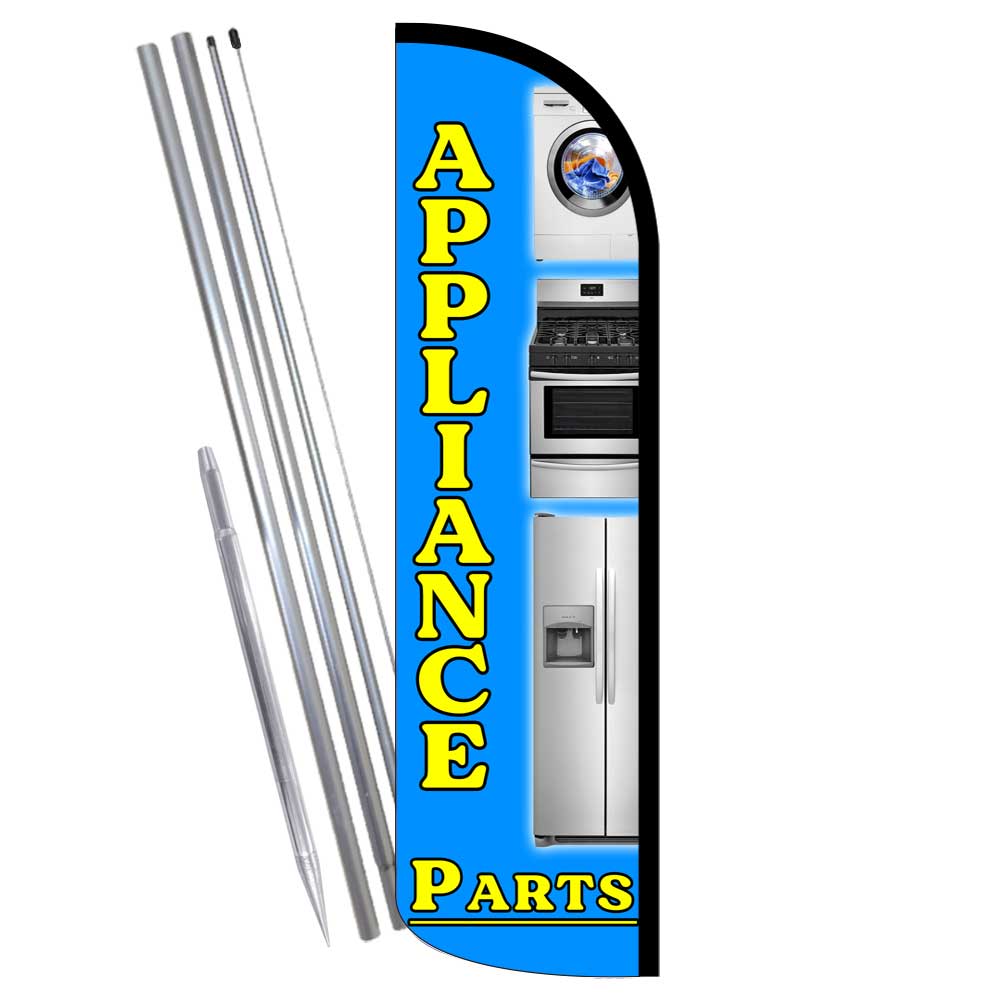 Appliance Parts Premium Windless Feather Flag Bundle (Complete Kit) OR Optional