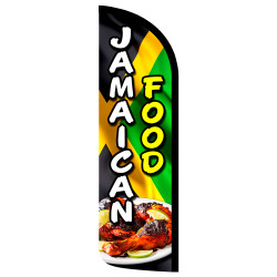 Jamaican Food Premium Windless Feather Flag Bundle (Complete Kit) OR Optional Replacement Flag Only