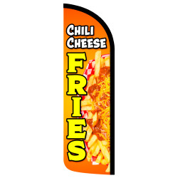 Chili Cheese Fries Premium Windless Feather Flag Bundle (Complete Kit) OR Optional Replacement Flag Only