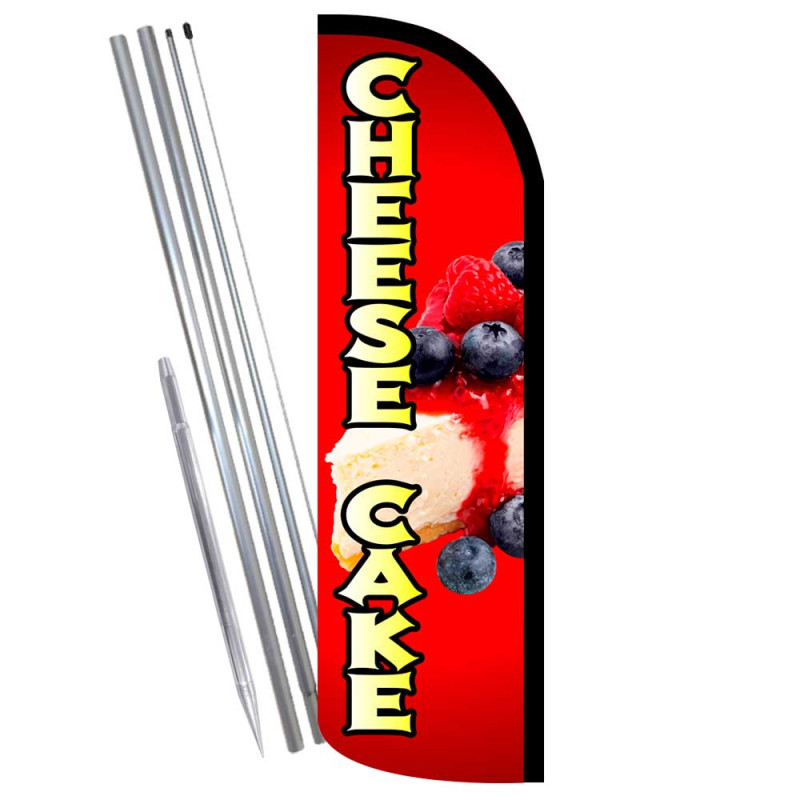 Cheesecake Premium Windless Feather Flag Bundle (Complete Kit) OR Optional Replacement Flag Only