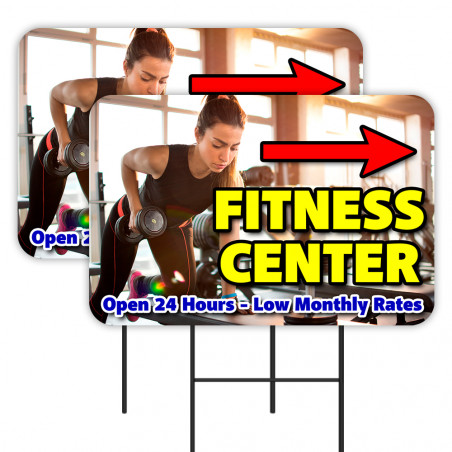 Fitness Center 2 Pack Double-Sided Yard Signs (Made In Texas)