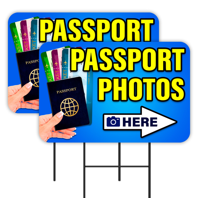 PASSPORT PHOTOS 2 Pack Double-Sided Yard Signs (Made In Texas)