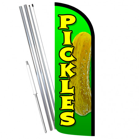 PICKLES Premium Windless Feather Flag Bundle (Complete Kit) OR Optional Replacement Flag Only