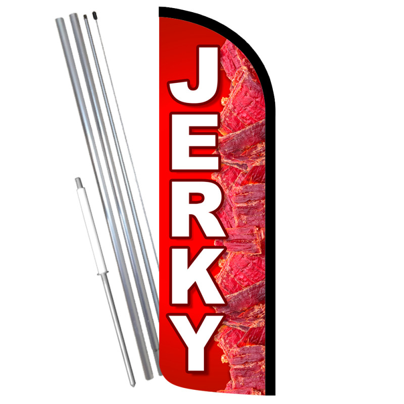 JERKY Premium Windless Feather Flag Bundle (Complete Kit) OR Optional Replacement Flag Only